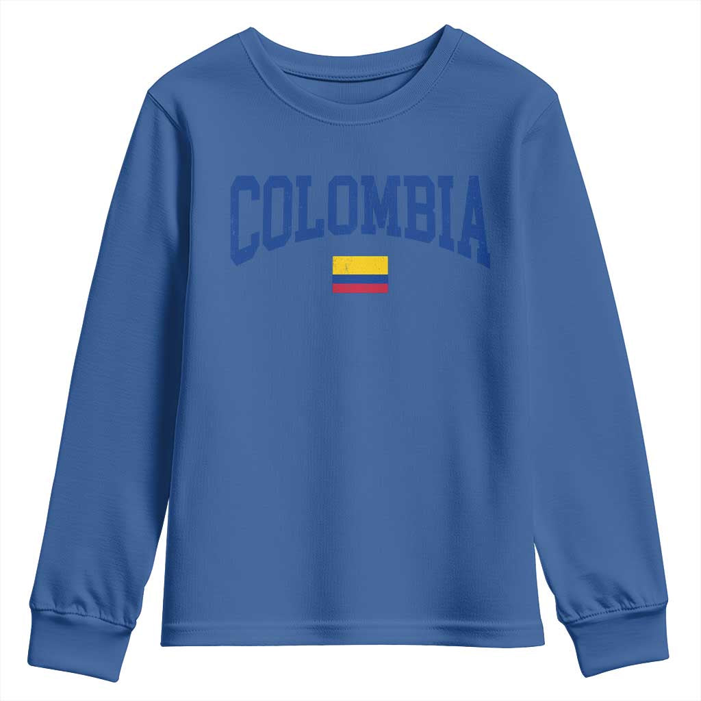 Colombia Football Throwback Design Vintage Colombian Flag Jersey Style Youth Sweatshirt