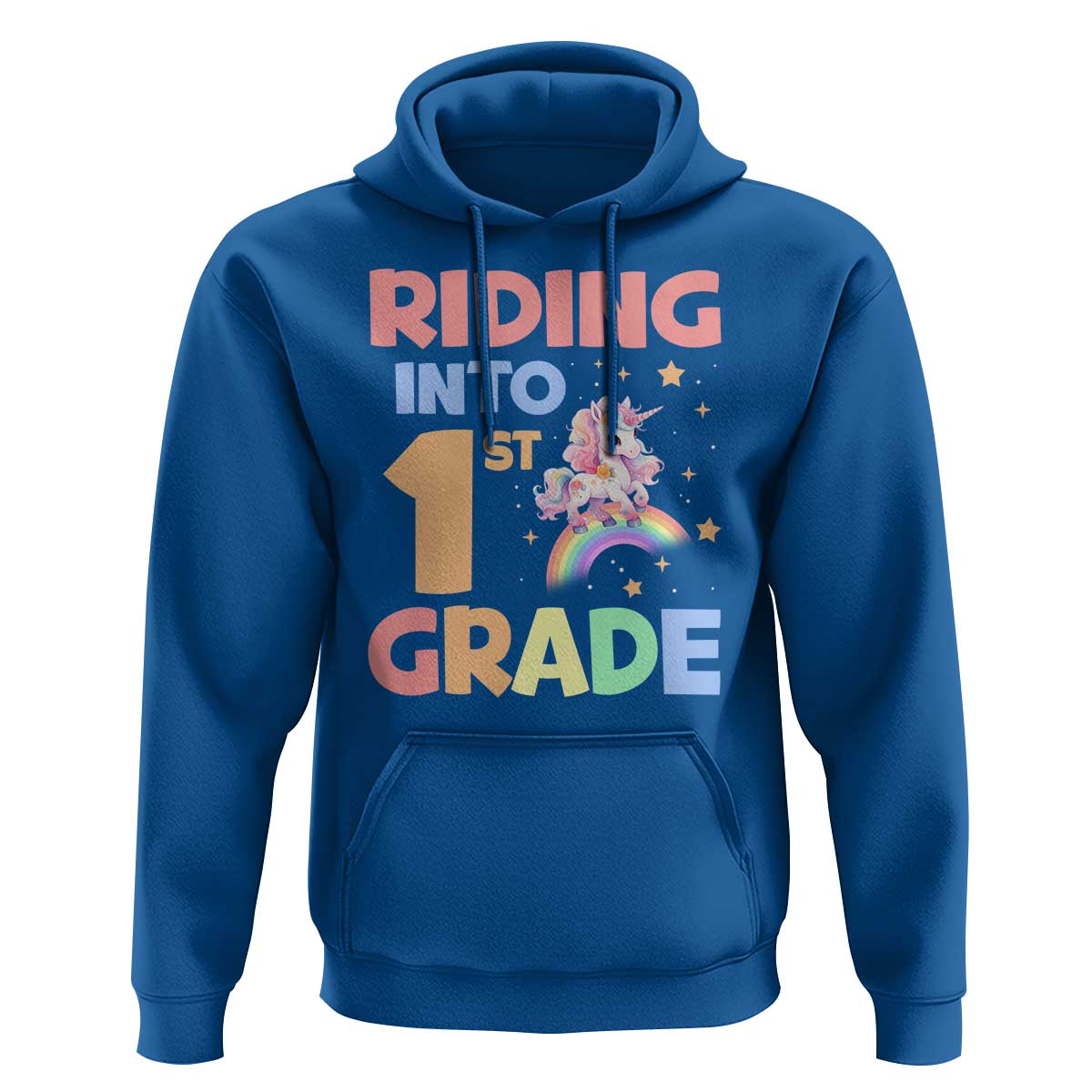 Back To School Unicorn Hoodie Riding Into 1st Grade Rainbow Star - Wonder Print Shop