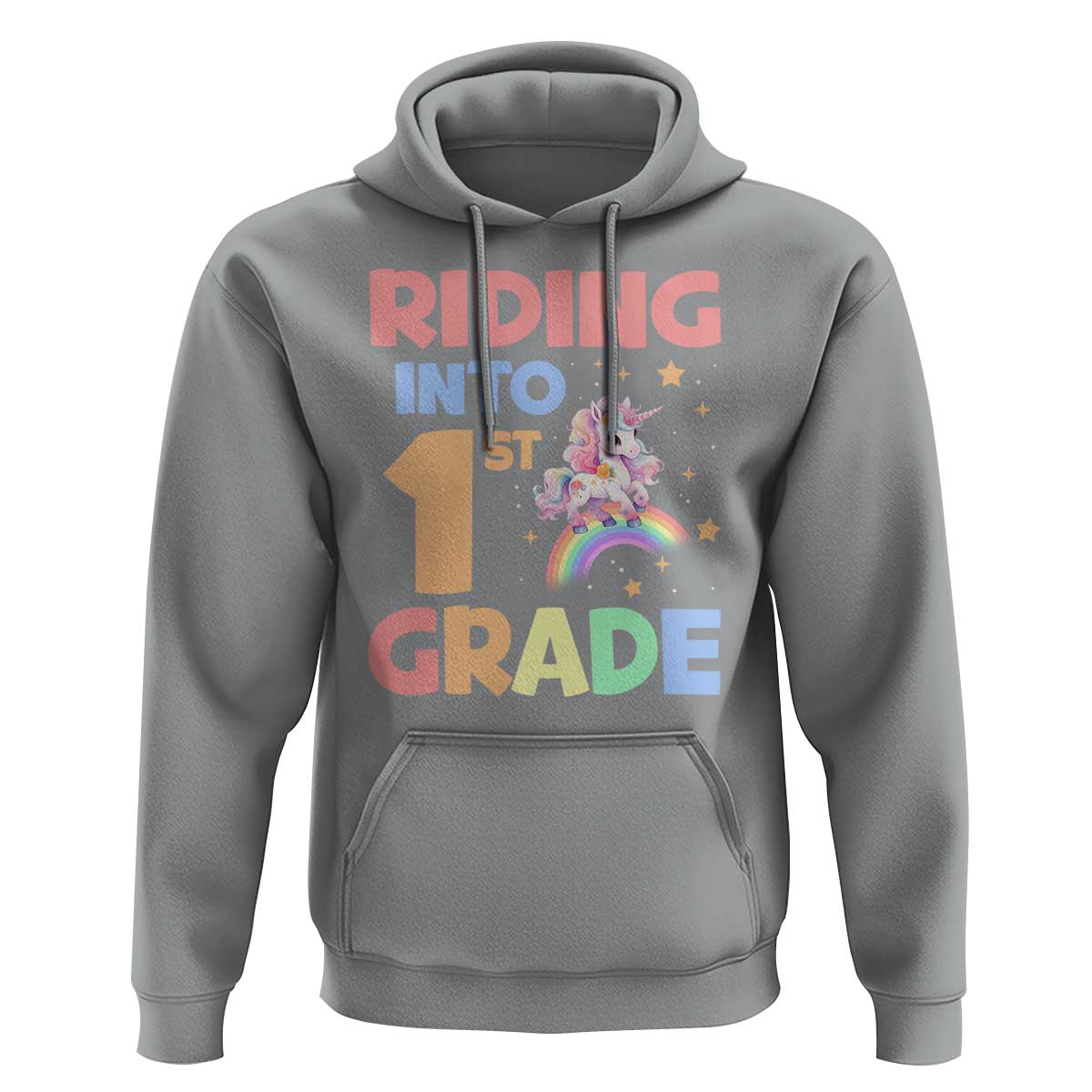 Back To School Unicorn Hoodie Riding Into 1st Grade Rainbow Star - Wonder Print Shop
