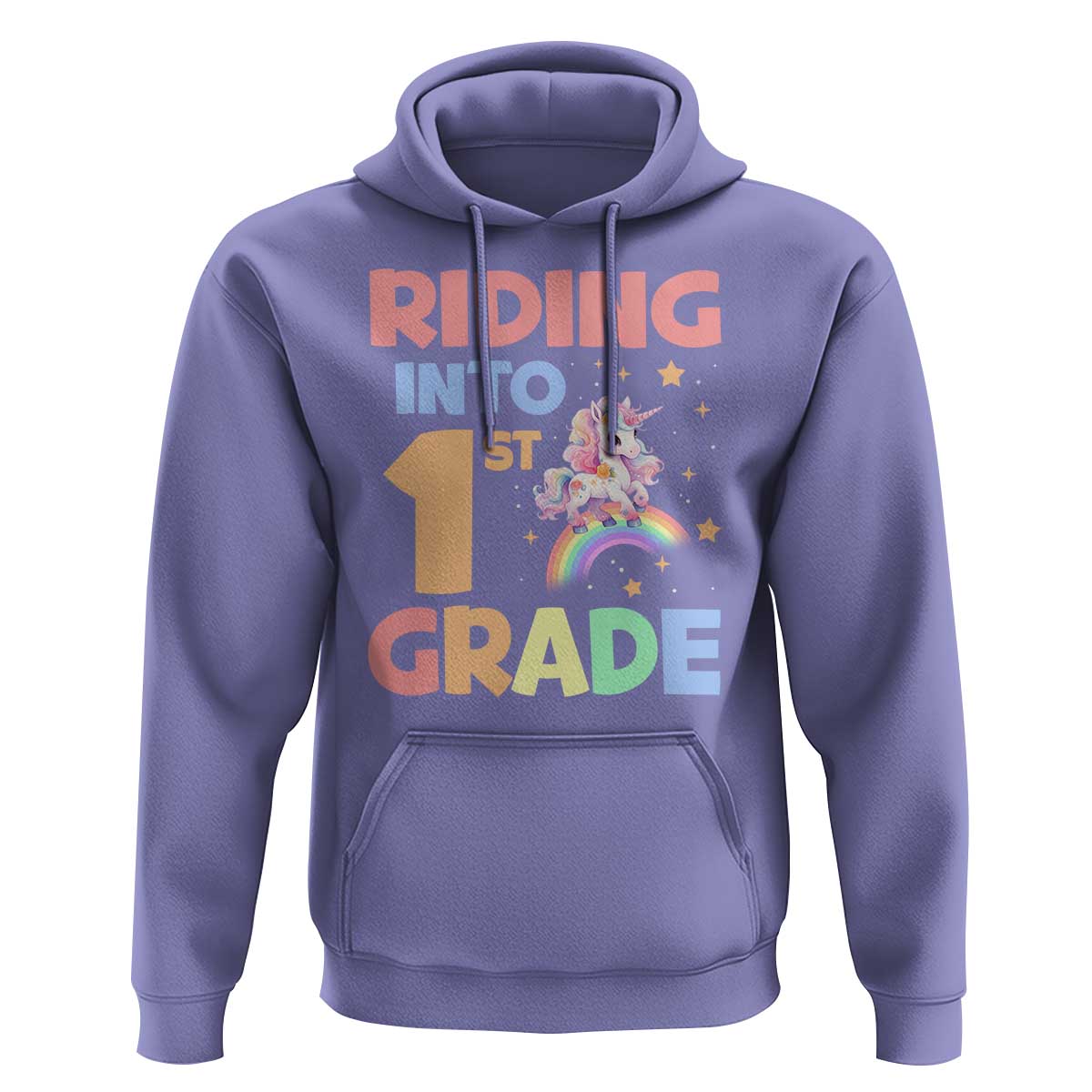 Back To School Unicorn Hoodie Riding Into 1st Grade Rainbow Star - Wonder Print Shop