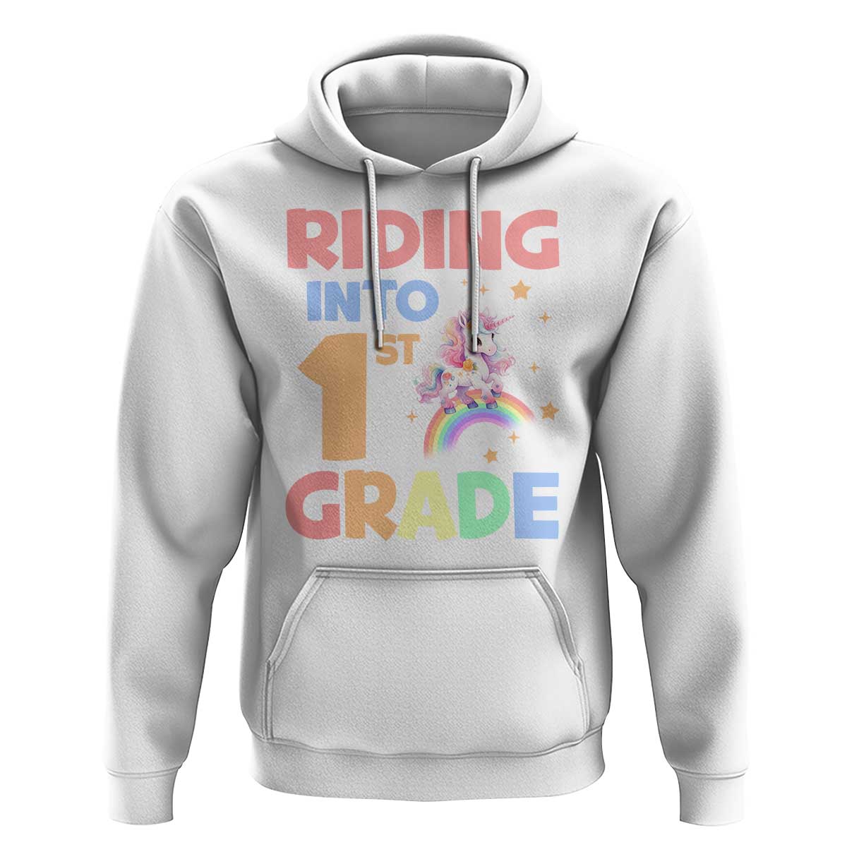 Back To School Unicorn Hoodie Riding Into 1st Grade Rainbow Star - Wonder Print Shop
