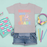 Back To School Unicorn T Shirt For Kid Riding Into 1st Grade Rainbow Star - Wonder Print Shop