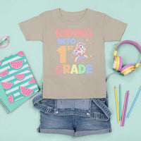 Back To School Unicorn T Shirt For Kid Riding Into 1st Grade Rainbow Star - Wonder Print Shop