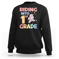 Back To School Unicorn Sweatshirt Riding Into 1st Grade Rainbow Star - Wonder Print Shop