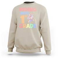 Back To School Unicorn Sweatshirt Riding Into 1st Grade Rainbow Star - Wonder Print Shop