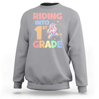 Back To School Unicorn Sweatshirt Riding Into 1st Grade Rainbow Star - Wonder Print Shop
