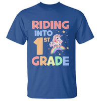 Back To School Unicorn T Shirt Riding Into 1st Grade Rainbow Star - Wonder Print Shop