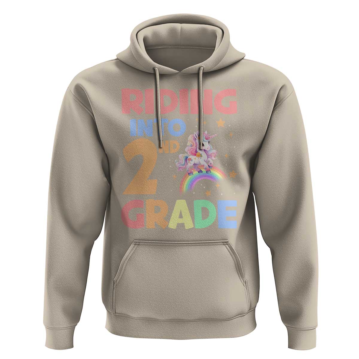 Back To School Unicorn Hoodie Riding Into 2nd Grade Rainbow Star - Wonder Print Shop