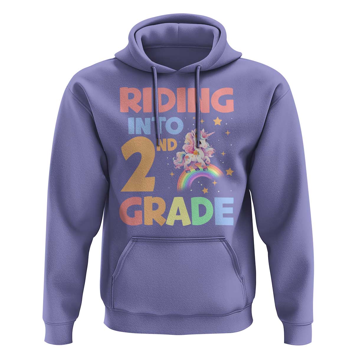 Back To School Unicorn Hoodie Riding Into 2nd Grade Rainbow Star - Wonder Print Shop