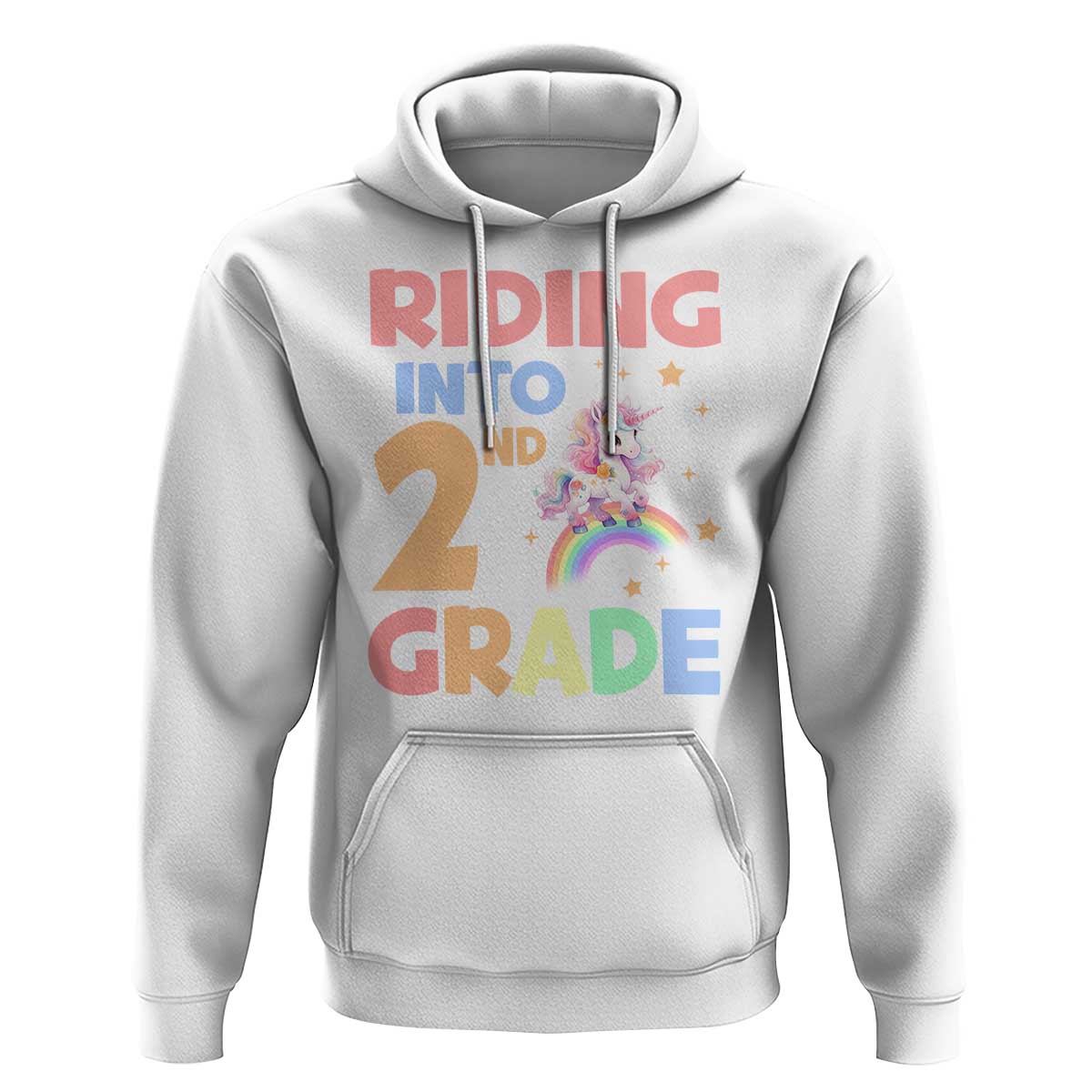Back To School Unicorn Hoodie Riding Into 2nd Grade Rainbow Star - Wonder Print Shop