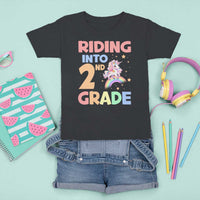 Back To School Unicorn T Shirt For Kid Riding Into 2nd Grade Rainbow Star - Wonder Print Shop