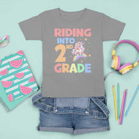 Back To School Unicorn T Shirt For Kid Riding Into 2nd Grade Rainbow Star - Wonder Print Shop