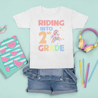 Back To School Unicorn T Shirt For Kid Riding Into 2nd Grade Rainbow Star - Wonder Print Shop