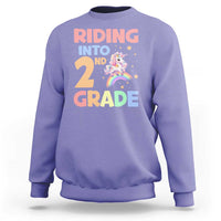 Back To School Unicorn Sweatshirt Riding Into 2nd Grade Rainbow Star - Wonder Print Shop