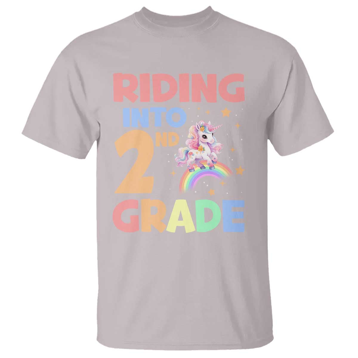Back To School Unicorn T Shirt Riding Into 2nd Grade Rainbow Star - Wonder Print Shop