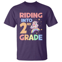 Back To School Unicorn T Shirt Riding Into 2nd Grade Rainbow Star - Wonder Print Shop