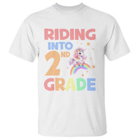 Back To School Unicorn T Shirt Riding Into 2nd Grade Rainbow Star - Wonder Print Shop