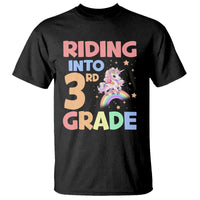 Back To School Unicorn T Shirt Riding Into 3rd Grade Rainbow Star - Wonder Print Shop