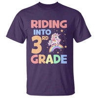 Back To School Unicorn T Shirt Riding Into 3rd Grade Rainbow Star - Wonder Print Shop