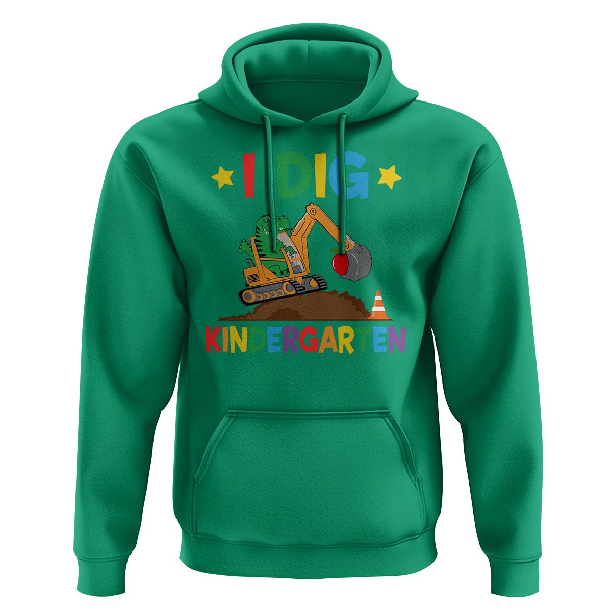 I Dig Kindergarten Hoodie Back To School Dinosaur Truck Construction - Wonder Print Shop