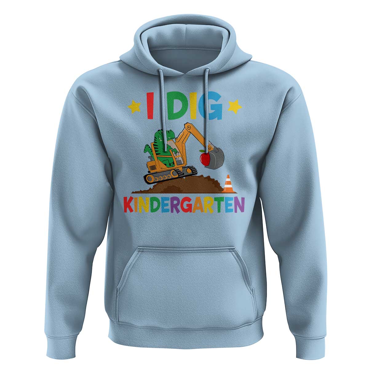 I Dig Kindergarten Hoodie Back To School Dinosaur Truck Construction - Wonder Print Shop