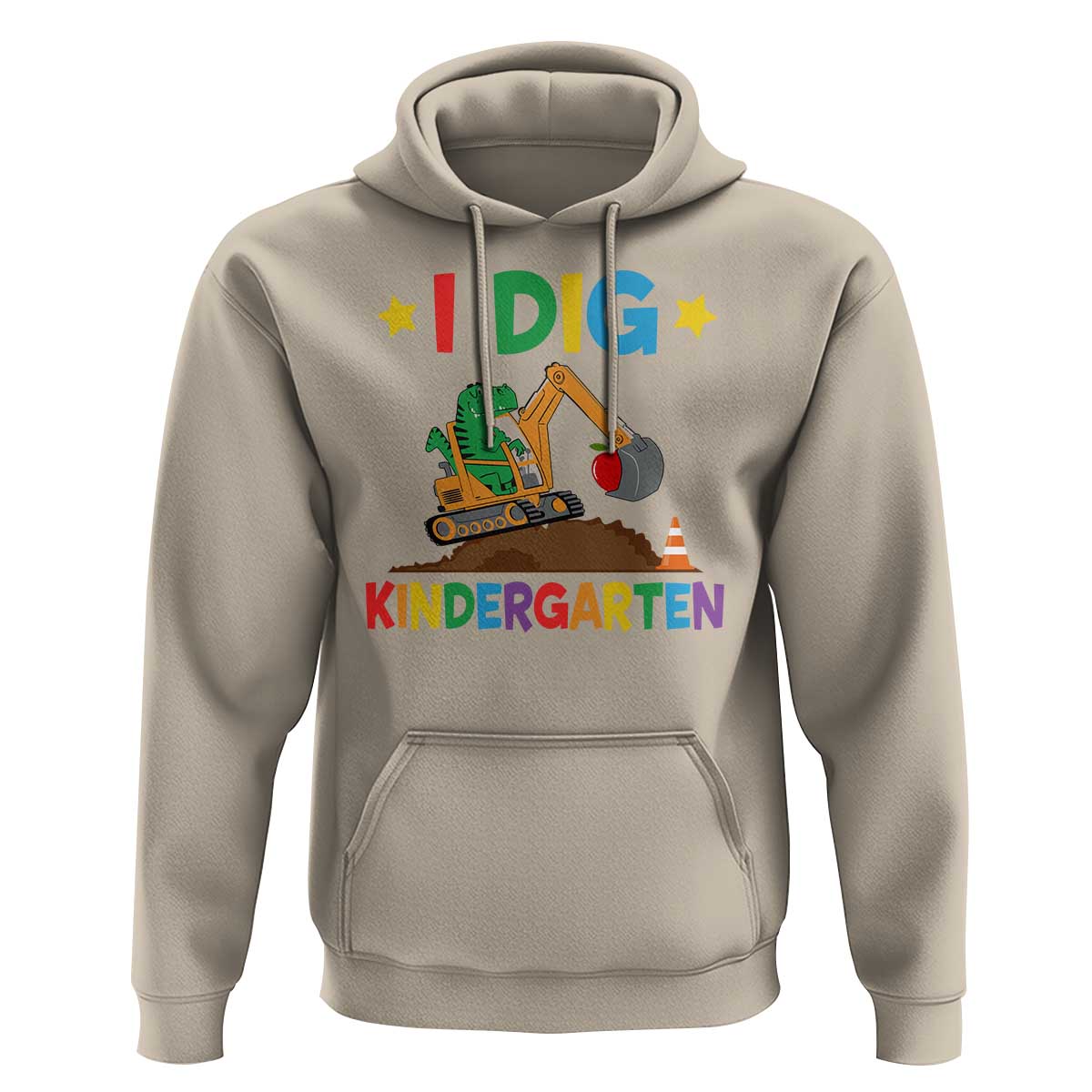 I Dig Kindergarten Hoodie Back To School Dinosaur Truck Construction - Wonder Print Shop