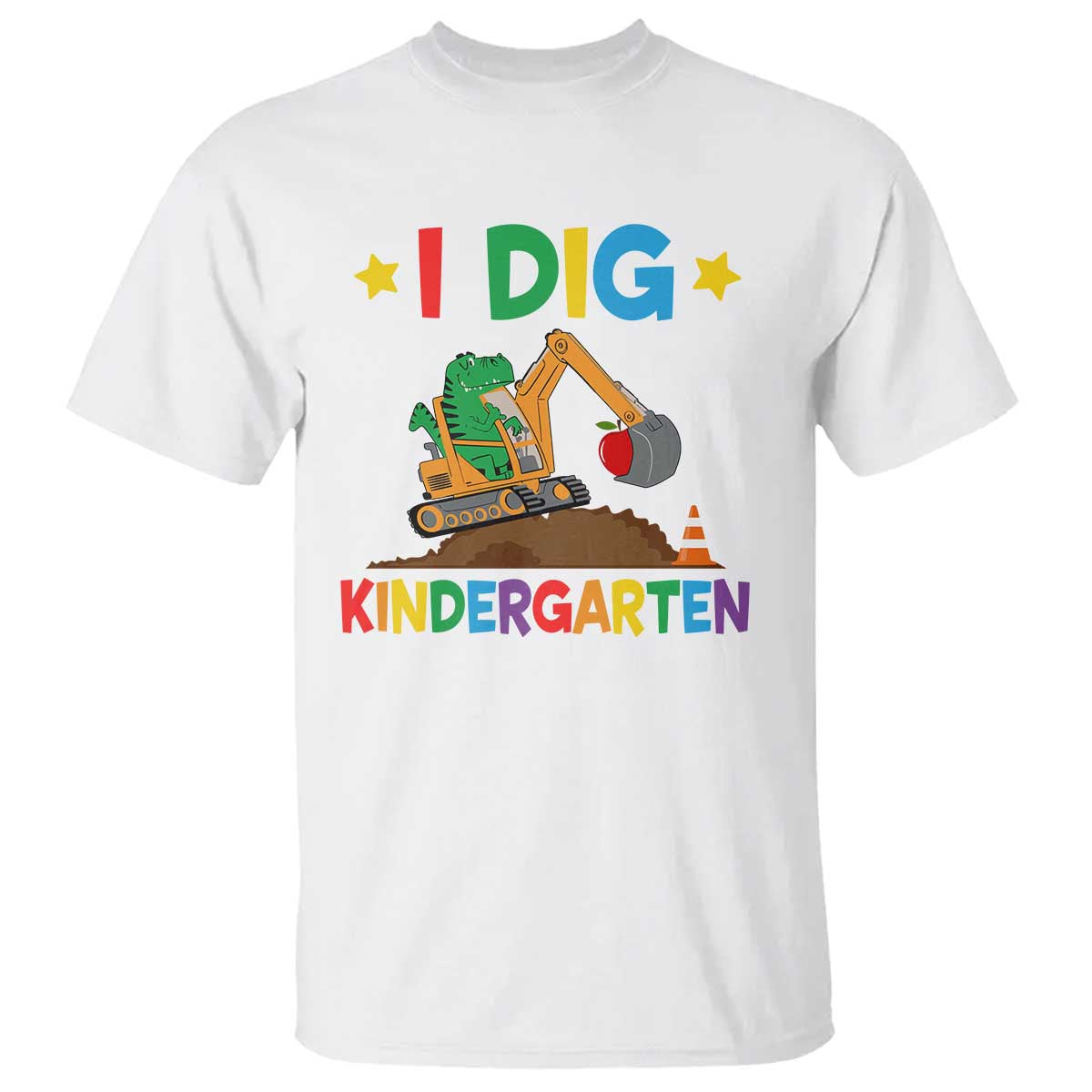 I Dig Kindergarten T Shirt Back To School Dinosaur Truck Construction - Wonder Print Shop
