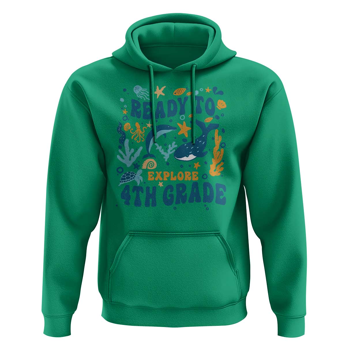 Funny Back To School Sea Animals Hoodie Ready To Explore 4TH Grade Whale Turtle - Wonder Print Shop
