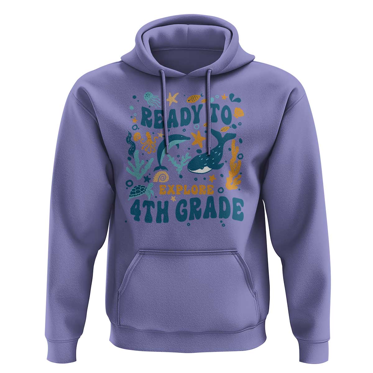 Funny Back To School Sea Animals Hoodie Ready To Explore 4TH Grade Whale Turtle - Wonder Print Shop