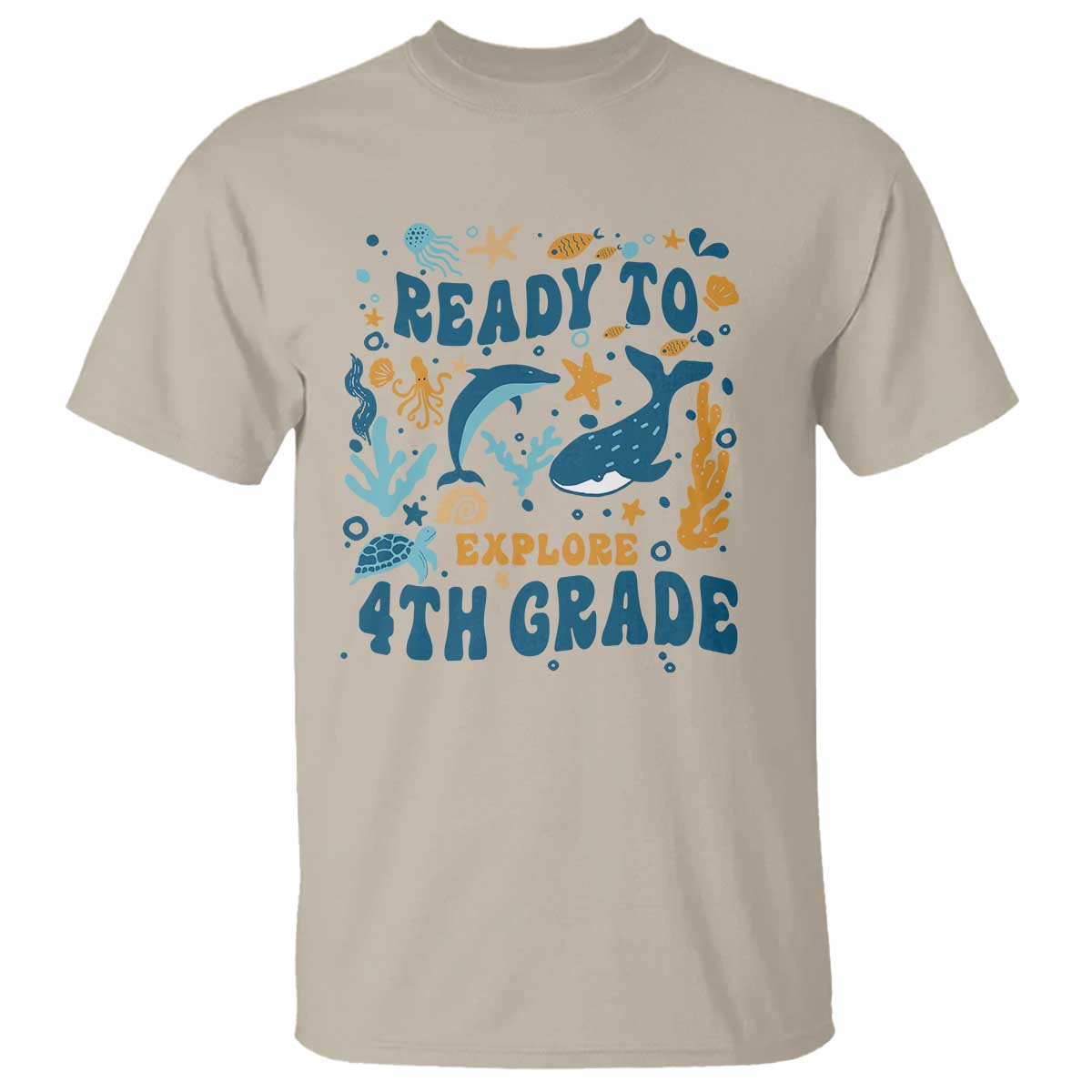 Funny Back To School Sea Animals T Shirt Ready To Explore 4TH Grade Whale Turtle - Wonder Print Shop