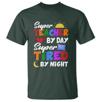 Funny Teacher T Shirt Super Teacher By Day Super Tired By Night Sun Pillow - Wonder Print Shop
