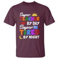Funny Teacher T Shirt Super Teacher By Day Super Tired By Night Sun Pillow - Wonder Print Shop