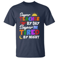 Funny Teacher T Shirt Super Teacher By Day Super Tired By Night Sun Pillow - Wonder Print Shop