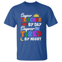 Funny Teacher T Shirt Super Teacher By Day Super Tired By Night Sun Pillow - Wonder Print Shop
