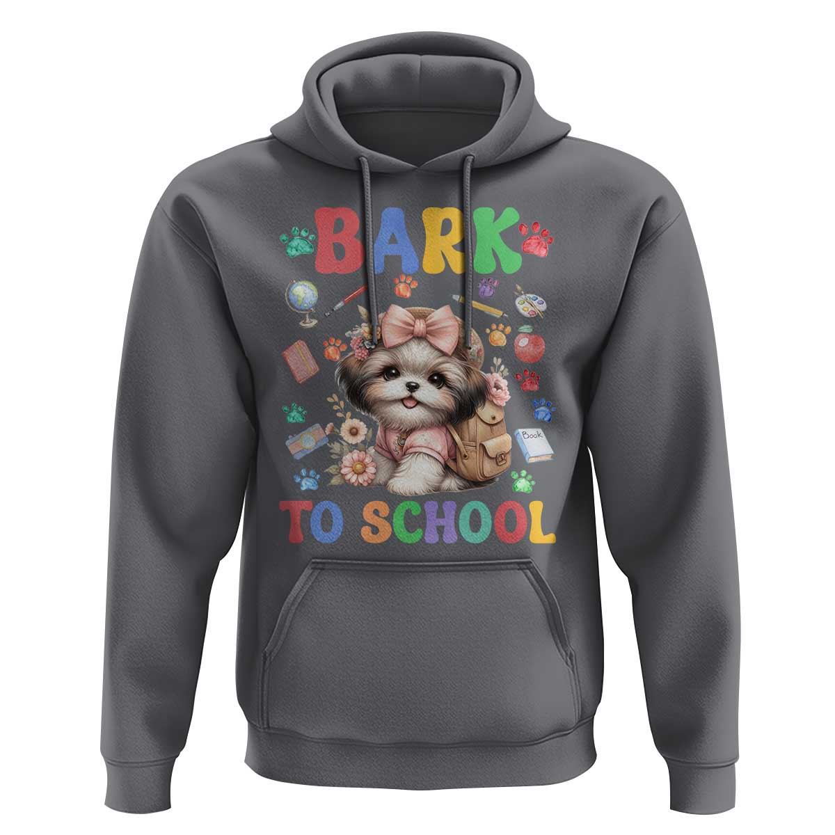 Funny Bark To School Hoodie Shih Tzu Dogs School Supplies Paw - Wonder Print Shop