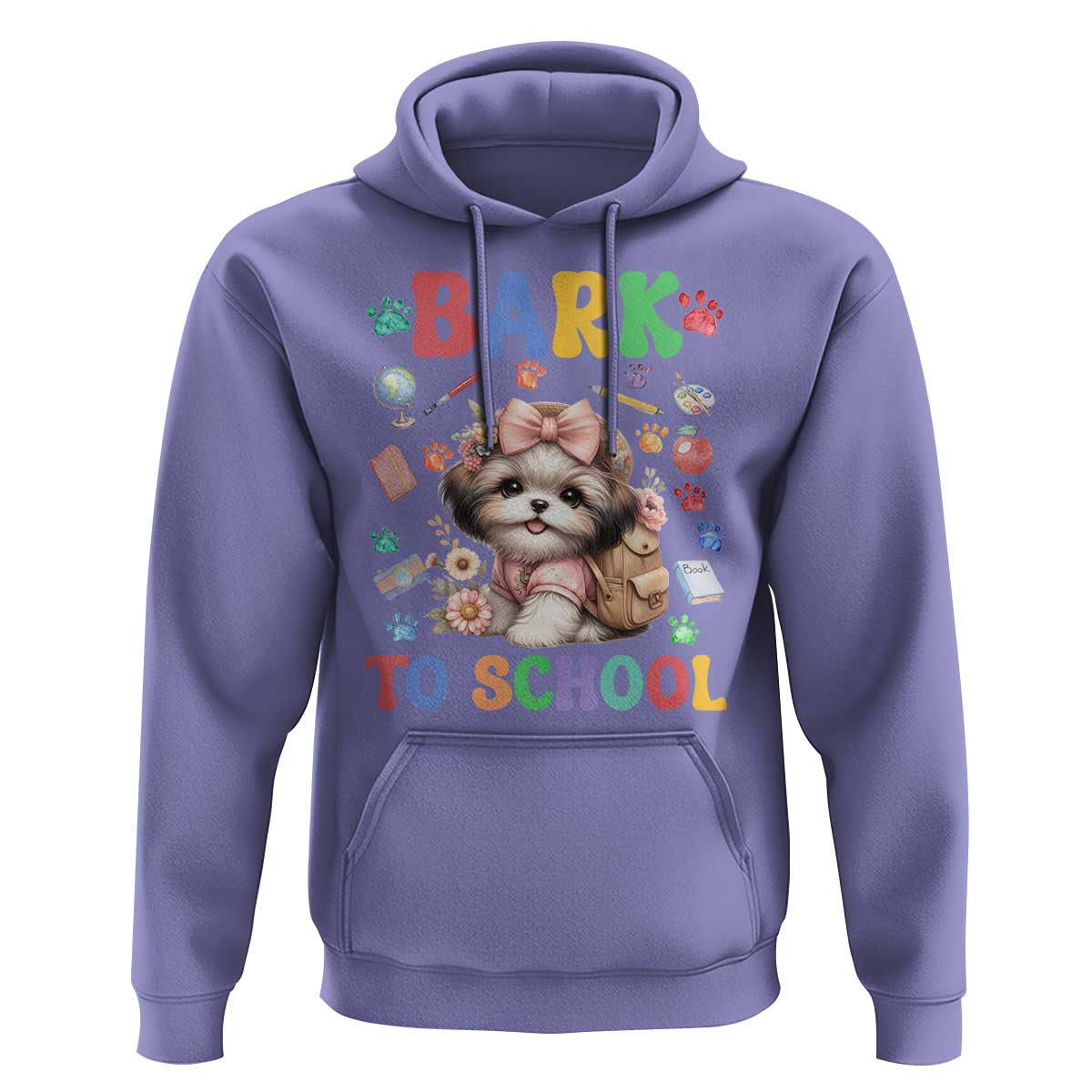 Funny Bark To School Hoodie Shih Tzu Dogs School Supplies Paw - Wonder Print Shop