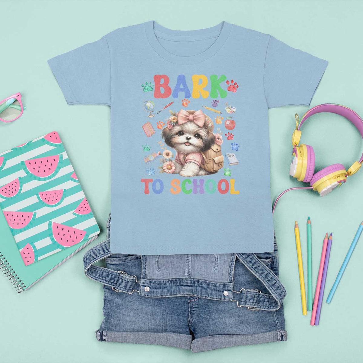 Funny Bark To School T Shirt For Kid Shih Tzu Dogs School Supplies Paw - Wonder Print Shop