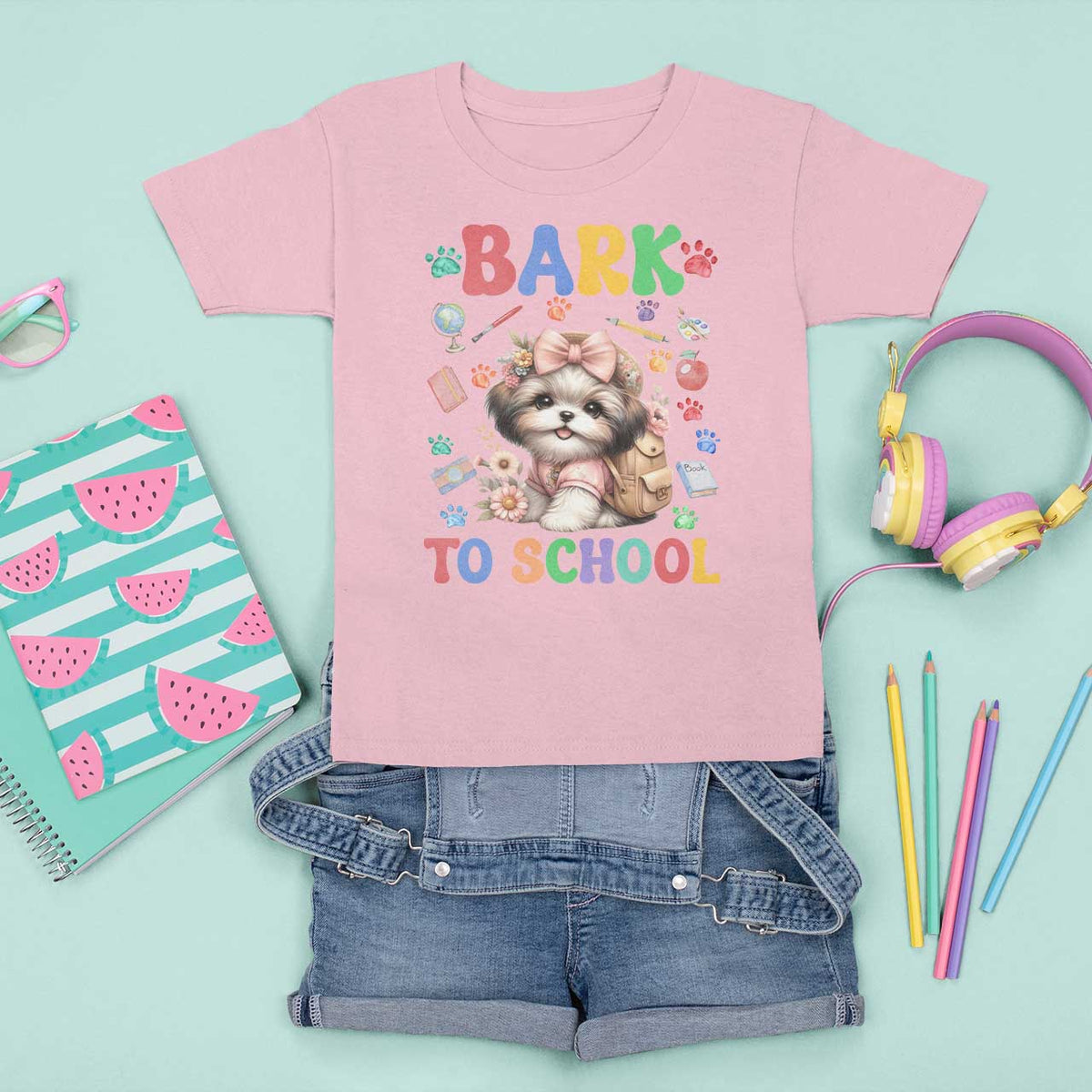 Funny Bark To School T Shirt For Kid Shih Tzu Dogs School Supplies Paw - Wonder Print Shop