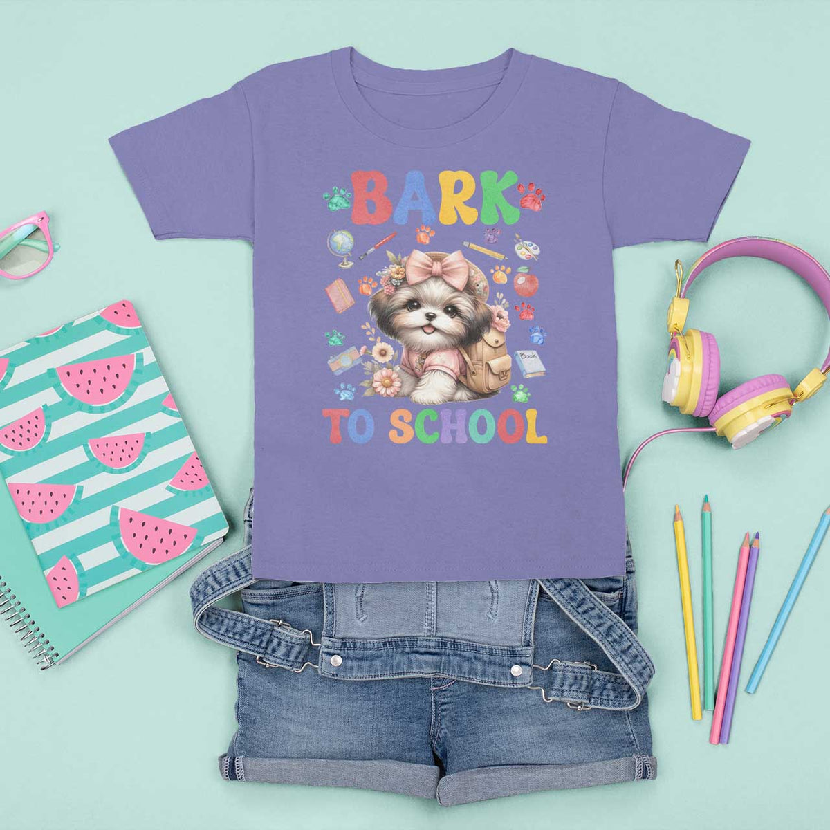 Funny Bark To School T Shirt For Kid Shih Tzu Dogs School Supplies Paw - Wonder Print Shop