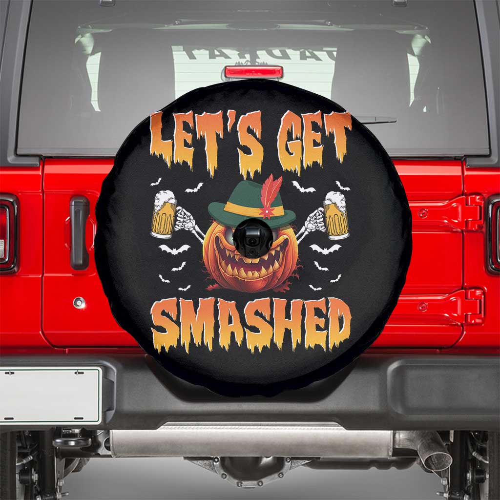 Funny Let's Get Smashed Spare Tire Cover Oktoberfest Pumpkin Beer Tyrolean Hat - Wonder Print Shop