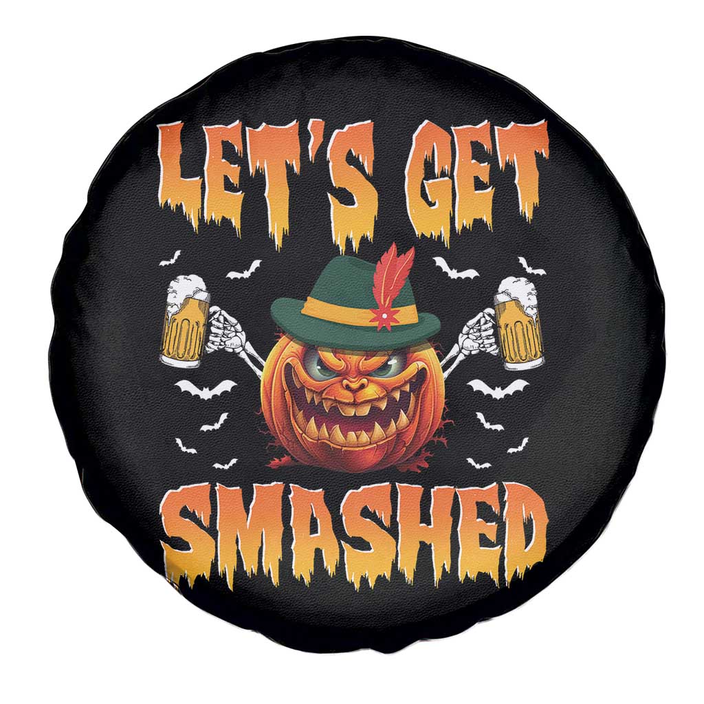 Funny Let's Get Smashed Spare Tire Cover Oktoberfest Pumpkin Beer Tyrolean Hat - Wonder Print Shop