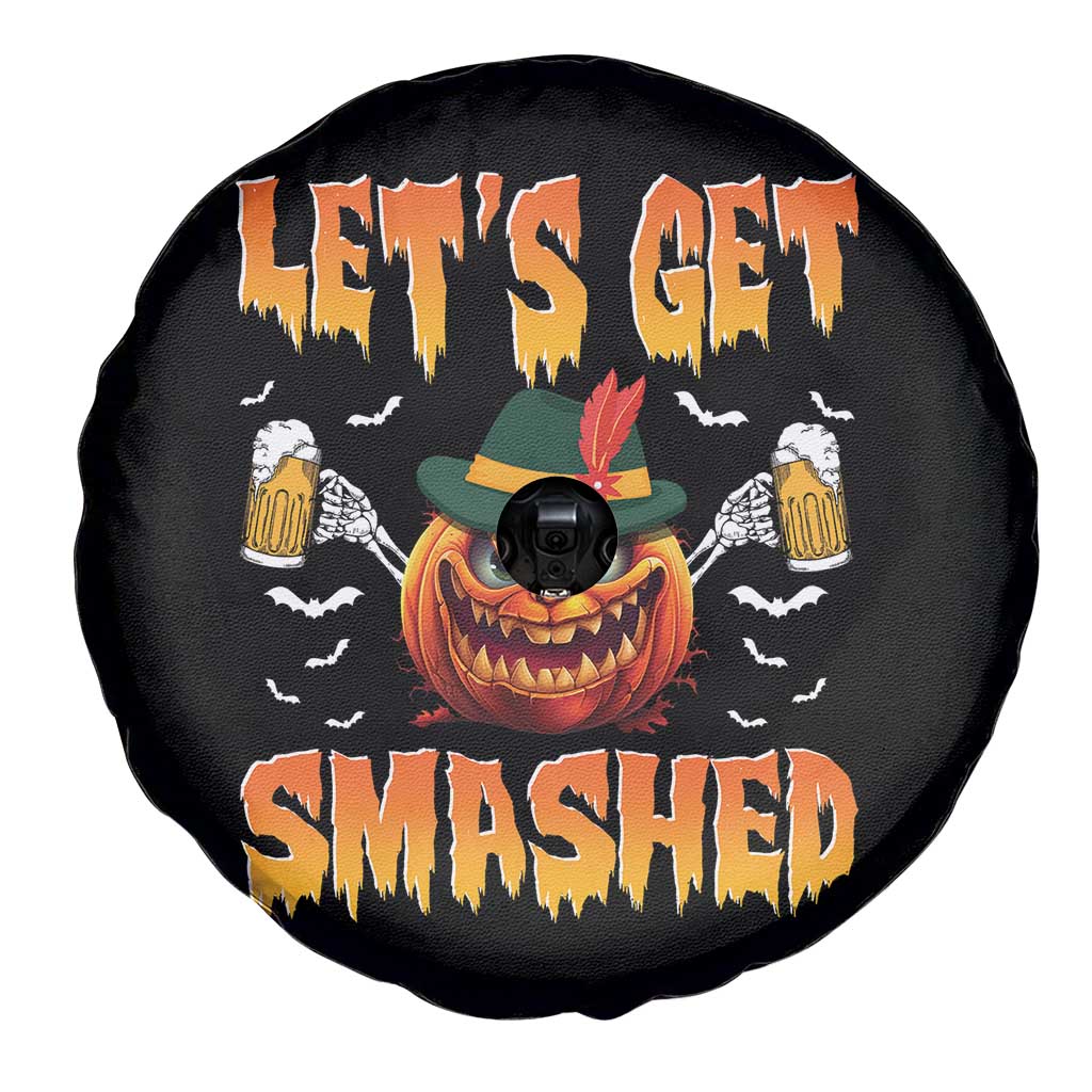 Funny Let's Get Smashed Spare Tire Cover Oktoberfest Pumpkin Beer Tyrolean Hat - Wonder Print Shop