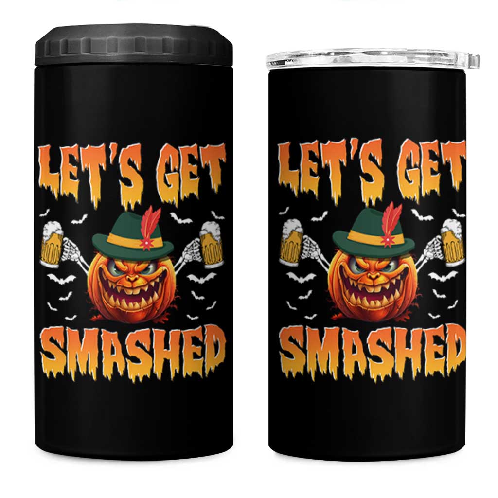 Funny Let's Get Smashed 4 in 1 Can Cooler Tumbler Oktoberfest Pumpkin Beer Tyrolean Hat - Wonder Print Shop