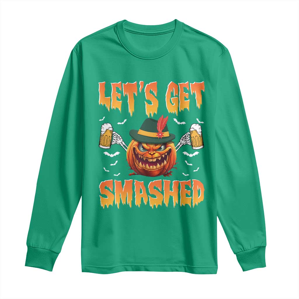 Funny Let's Get Smashed Long Sleeve Shirt Oktoberfest Pumpkin Beer Tyrolean Hat - Wonder Print Shop