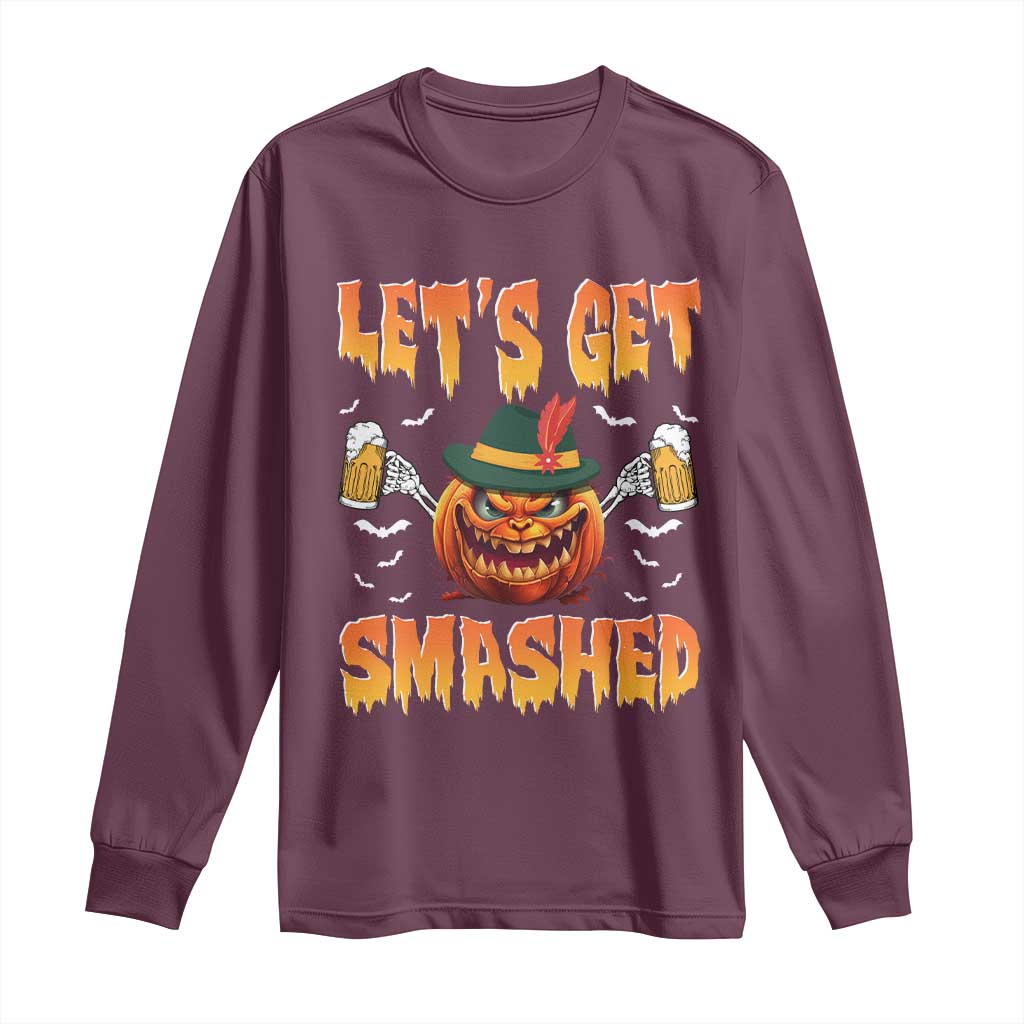 Funny Let's Get Smashed Long Sleeve Shirt Oktoberfest Pumpkin Beer Tyrolean Hat - Wonder Print Shop