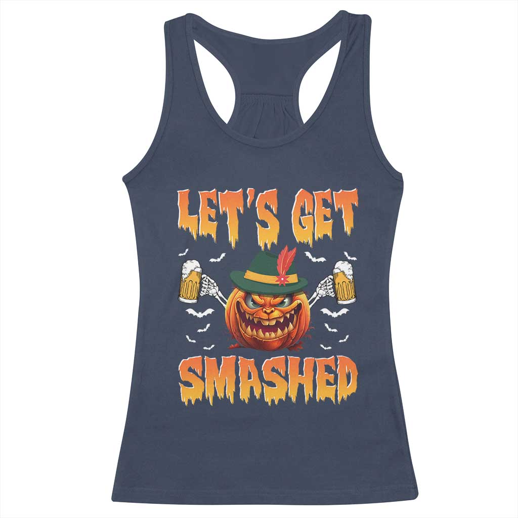 Funny Let's Get Smashed Racerback Tank Top Oktoberfest Pumpkin Beer Tyrolean Hat - Wonder Print Shop