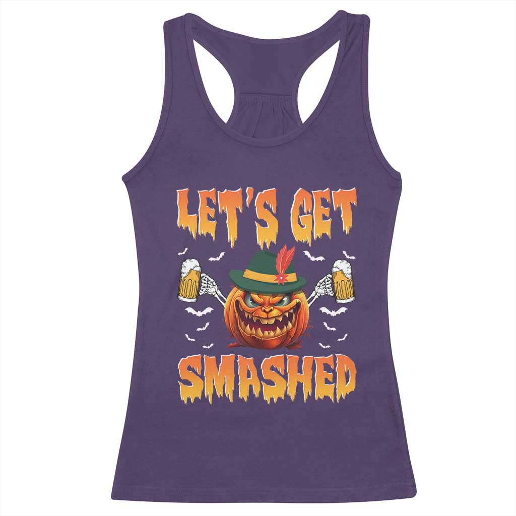 Funny Let's Get Smashed Racerback Tank Top Oktoberfest Pumpkin Beer Tyrolean Hat - Wonder Print Shop