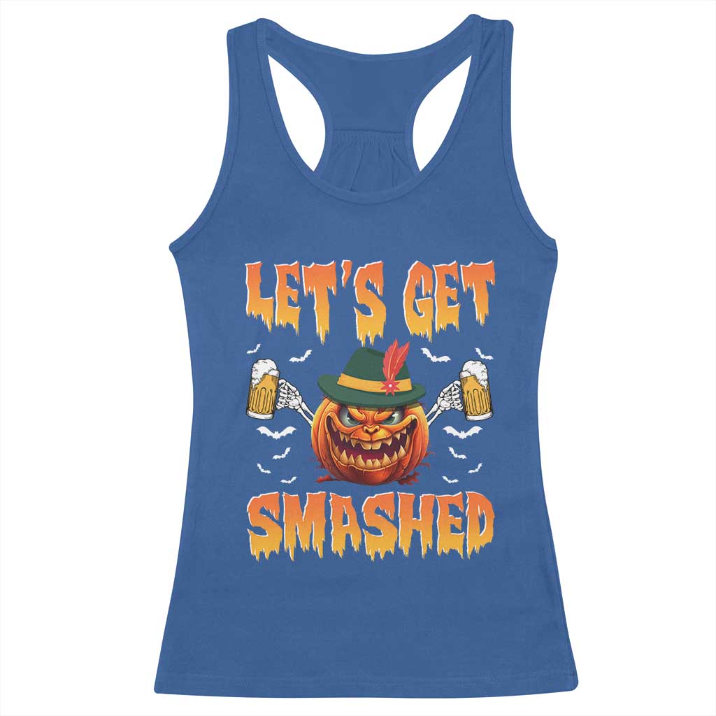Funny Let's Get Smashed Racerback Tank Top Oktoberfest Pumpkin Beer Tyrolean Hat - Wonder Print Shop