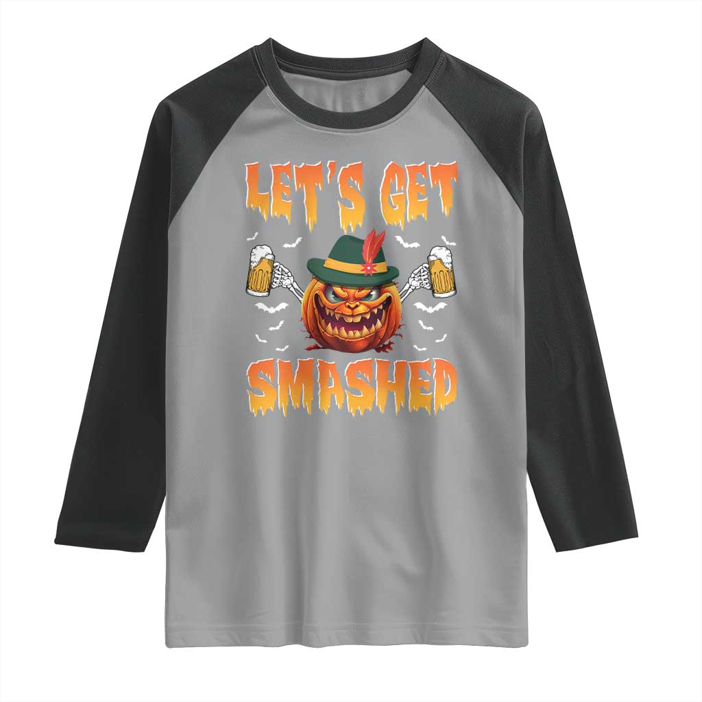 Funny Let's Get Smashed Raglan Shirt Oktoberfest Pumpkin Beer Tyrolean Hat - Wonder Print Shop