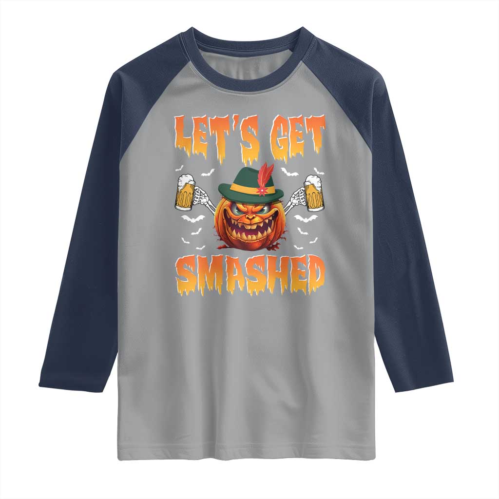 Funny Let's Get Smashed Raglan Shirt Oktoberfest Pumpkin Beer Tyrolean Hat - Wonder Print Shop